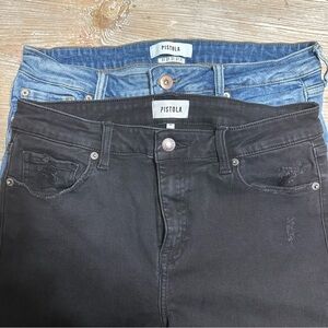 Bundle of 2 Pistola Women's High Rise Raw Hem Jeans in Black and Blue Sz 31